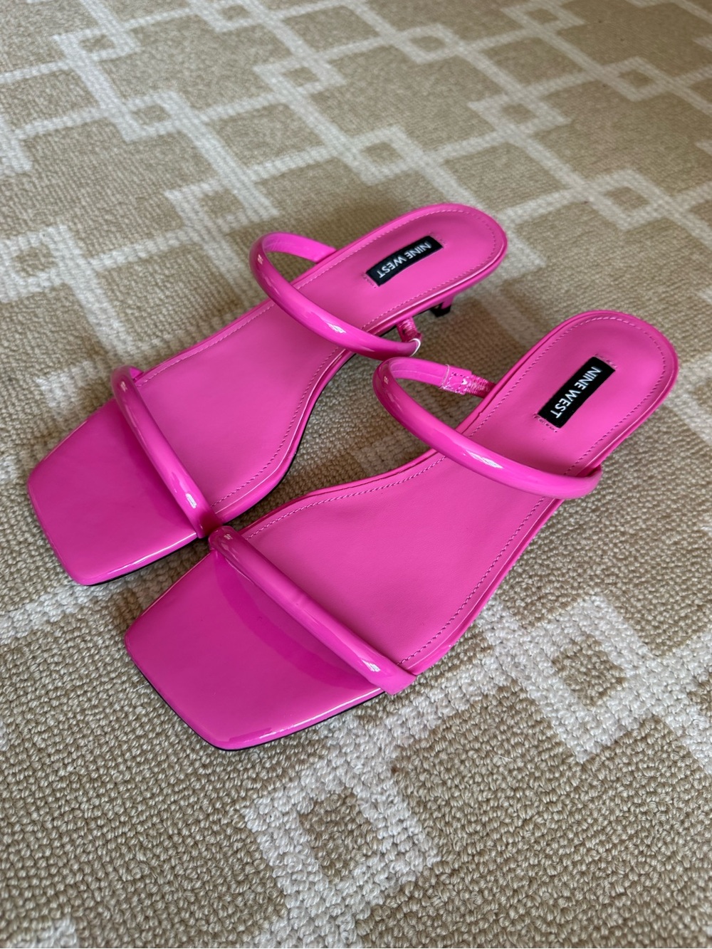 Nine West Noel3 Hot Pink Kitten Heel Slide Sandals Square Toe Size 10 - Picture 9 of 15